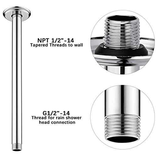 Anpean 12 Inch Shower Arm and Flange Polished Chrome, Ceiling Mounted Shower Arm for Rain Shower Head - Image 4