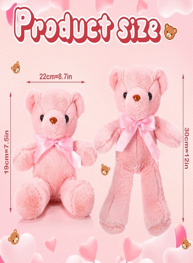 Aoriher 6 Pcs Bear Stuffed Animal Bulk Baby Shower Bear Plush Toys Soft Cute Sleeping and Playing Decorations for Kids Back to School Gift Baby Shower Birthday Party Favor(Pink) - Image 2