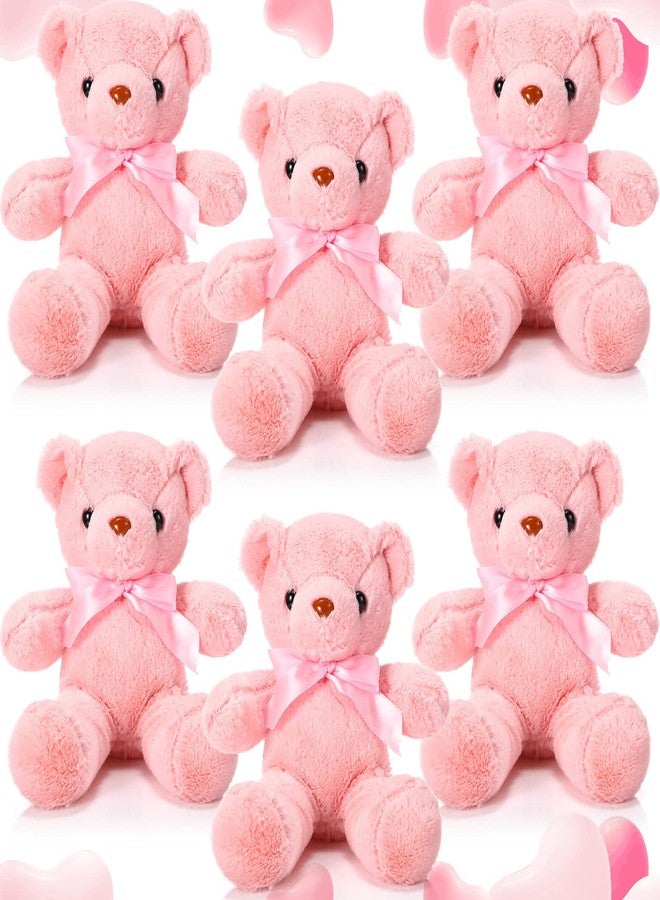 Aoriher 6 Pcs Bear Stuffed Animal Bulk Baby Shower Bear Plush Toys Soft Cute Sleeping and Playing Decorations for Kids Back to School Gift Baby Shower Birthday Party Favor(Pink) - Image 1