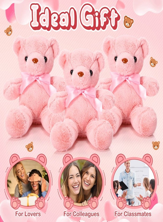 Aoriher 6 Pcs Bear Stuffed Animal Bulk Baby Shower Bear Plush Toys Soft Cute Sleeping and Playing Decorations for Kids Back to School Gift Baby Shower Birthday Party Favor(Pink) - Image 4
