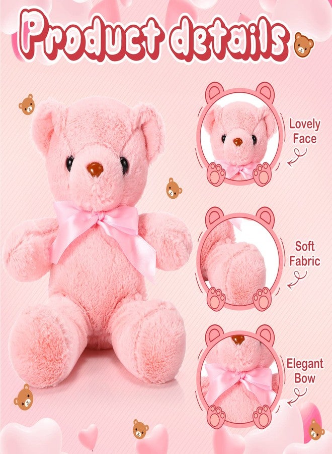Aoriher 6 Pcs Bear Stuffed Animal Bulk Baby Shower Bear Plush Toys Soft Cute Sleeping and Playing Decorations for Kids Back to School Gift Baby Shower Birthday Party Favor(Pink) - Image 3