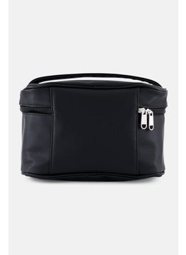 French Connection Women Brand Logo Saffiano Cosmetic Bag, Black  - Image 2
