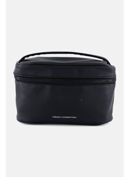 French Connection Women Brand Logo Saffiano Cosmetic Bag, Black  - Image 1