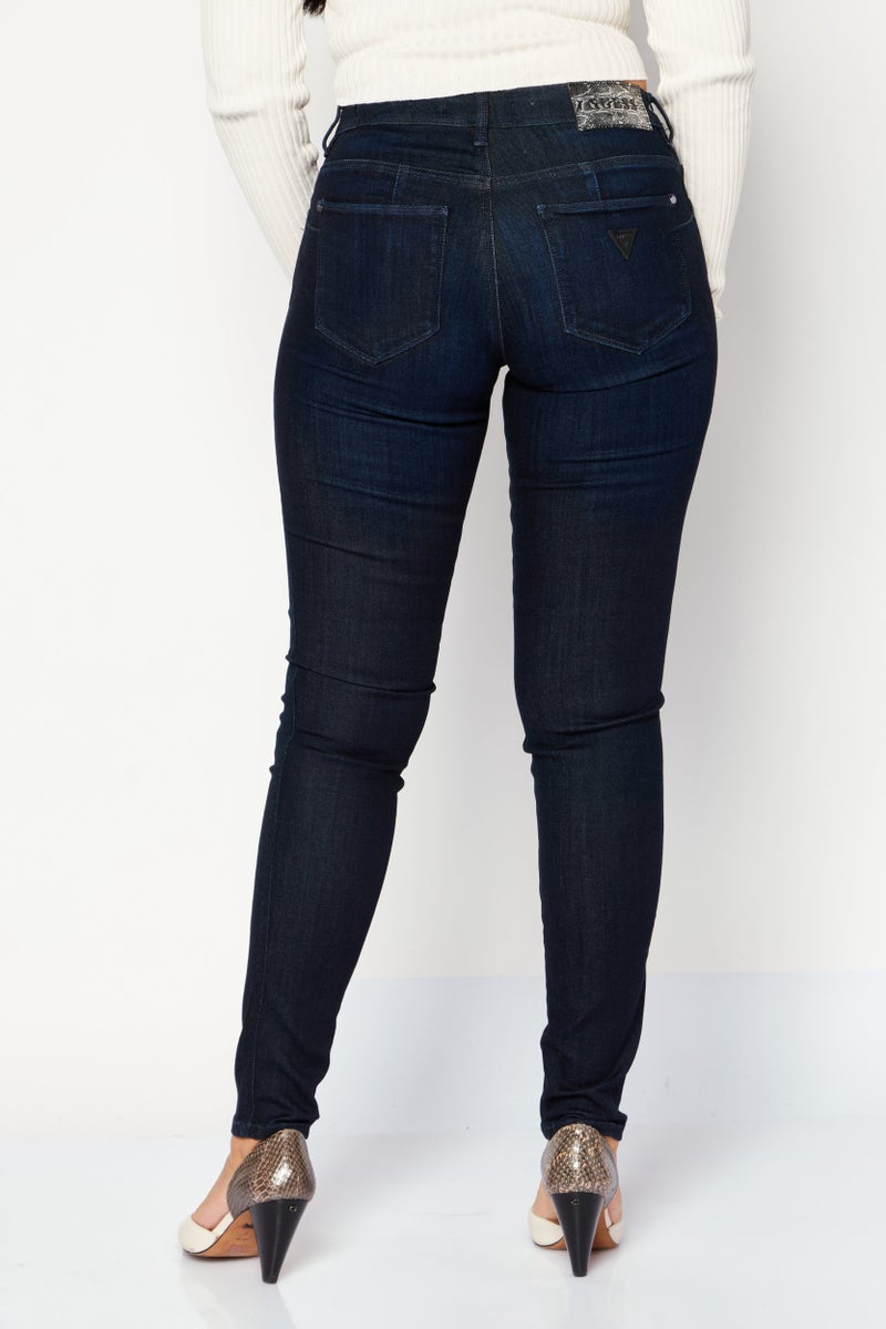 GUESS Women Skinny Fit Plain Denim Jeans, Blue - Image 4