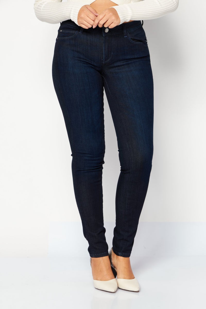 GUESS Women Skinny Fit Plain Denim Jeans, Blue - Image 1