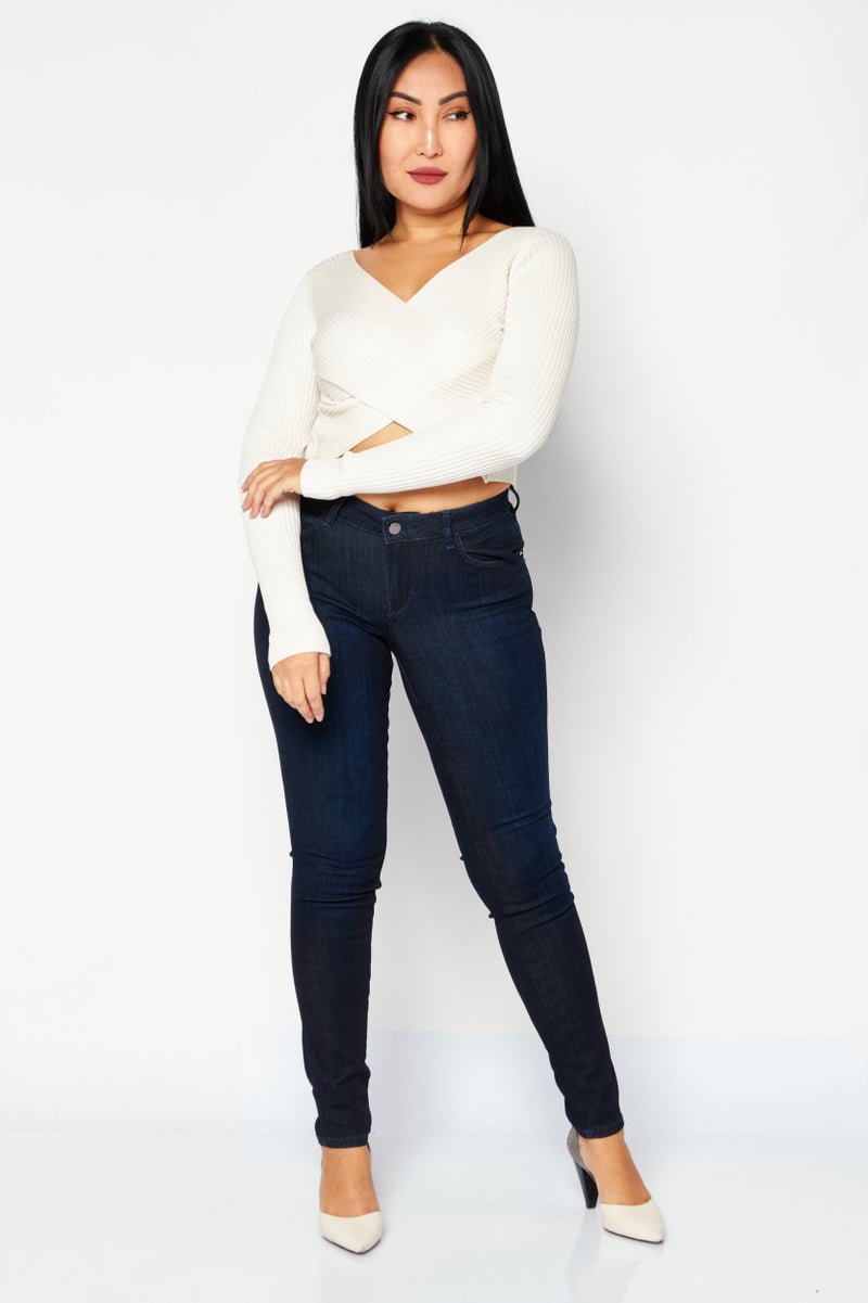 GUESS Women Skinny Fit Plain Denim Jeans, Blue - Image 2