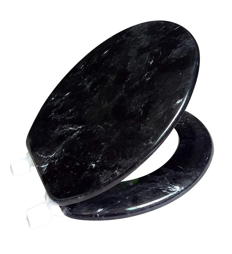 JV Textiles Round Toilet Seat With Easy Clean Change Hinge Black