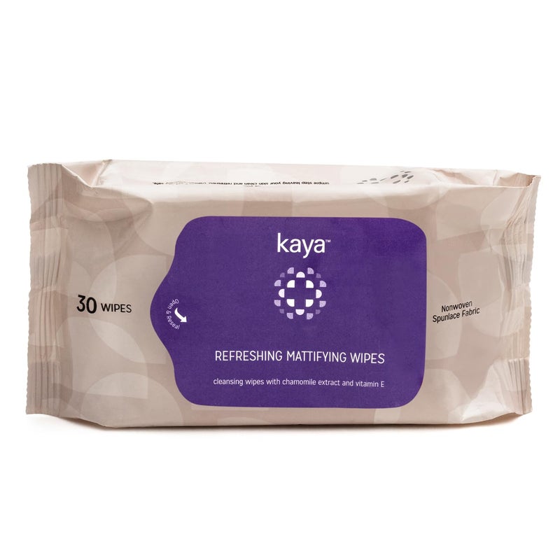 Kaya Clinic Refreshing Mattifying Wipes  Vitamin E  Chamomile Extracts  Face Wipes  Cleansing Wipes  For Acne Prone Skin  30 Wipes - Image 1