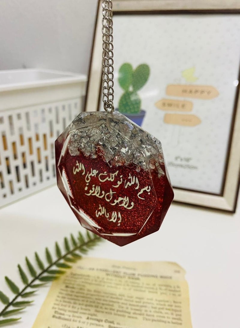 One-sided pendant for car decoration, elegant, embroidered with silver leaf, made of fine resin - Image 4