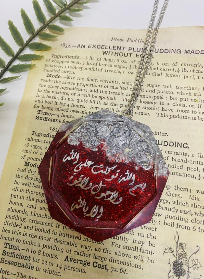One-sided pendant for car decoration, elegant, embroidered with silver leaf, made of fine resin - Image 3