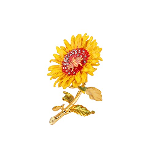 Furuida Sunflower Trinket Boxes Enameled Jewelry Box Hand-Painted Figurine Ornaments Craft Gift Home Decor for Women Girls - Image 2