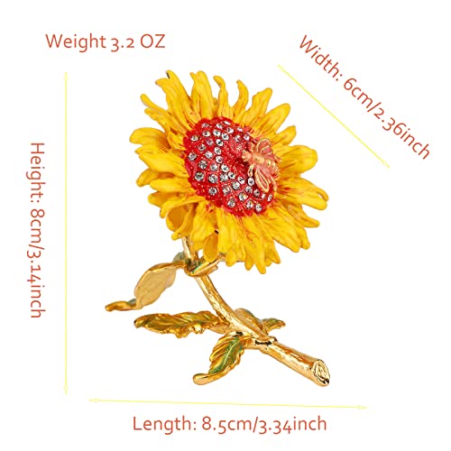 Furuida Sunflower Trinket Boxes Enameled Jewelry Box Hand-Painted Figurine Ornaments Craft Gift Home Decor for Women Girls - Image 4