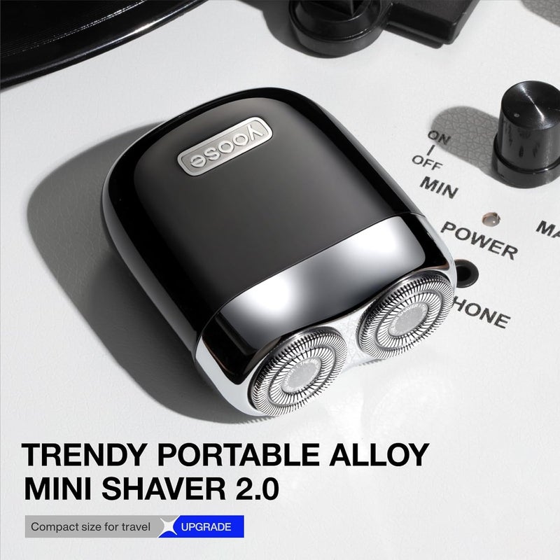 YOOSE Mini Men's Electric Shaver, Men's Alloy, IPX7 Waterproof Electric Shaver with 8000 rpm Motor, Type C Cable and Magnetic Shaving Head, Black - Image 2