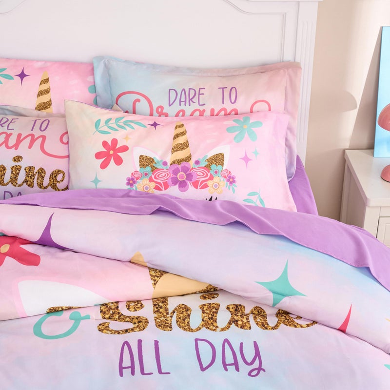 Joiedomi Kid Twin Comforter Set 5 Piece Unicorn Bedding Set for Boys Girls Super Soft Microfiber Bed in a Bag with Comforter Sheets Pillowcase Sham - Image 4