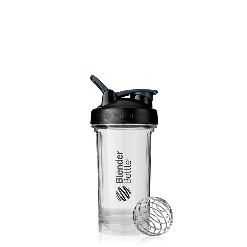 BlenderBottle زجاجة خلط بلندر بوتل برو سيريز مثالية لاهتزازات البروتين وما قبل التمرين، سعة 24 أونصة، أسود/شفاف - Image 1