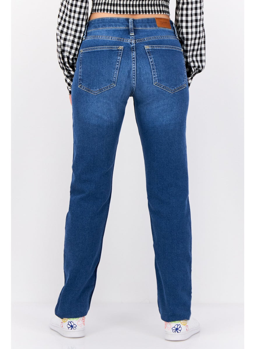 ESPRIT - Women Straight Fit Washed Stretchable Denim, Blue - Image 1