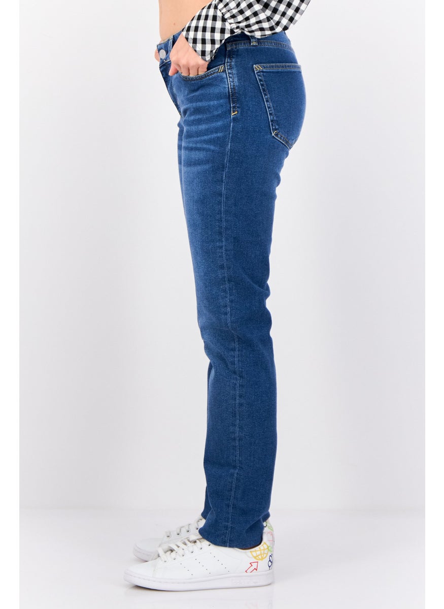 ESPRIT - Women Straight Fit Washed Stretchable Denim, Blue - Image 1