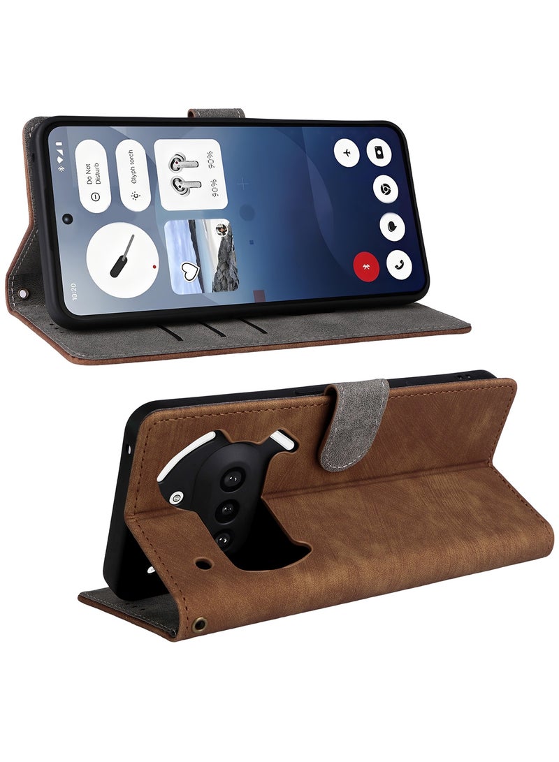 غطاء فليب لهاتف Nothing Phone 3a مع حزام يد، غطاء هاتف قابل للطي من جلد PU يوفر حماية كاملة ومقاوم للصدمات، محفظة فوليوم بفرشاة مضادة للسرقة بتقنية RFID - Image 2