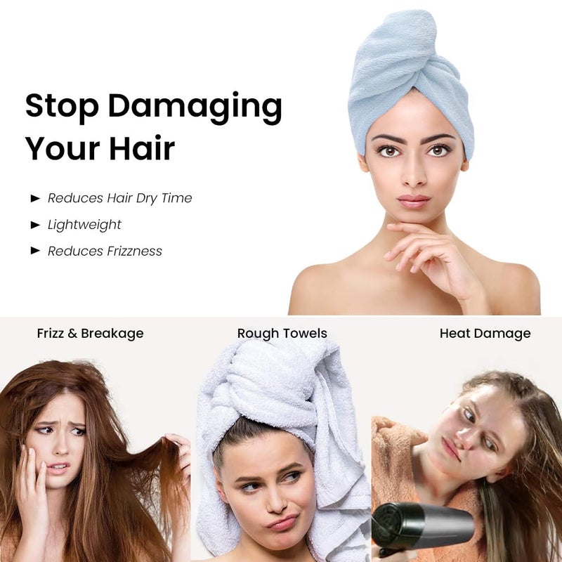 Mush Bamboo Hair Towel  Ultra Soft Absorbent  Anti Microbial Hair Wrap  Quick Drying 500 GSM Bamboo Towel for Hair - Image 4
