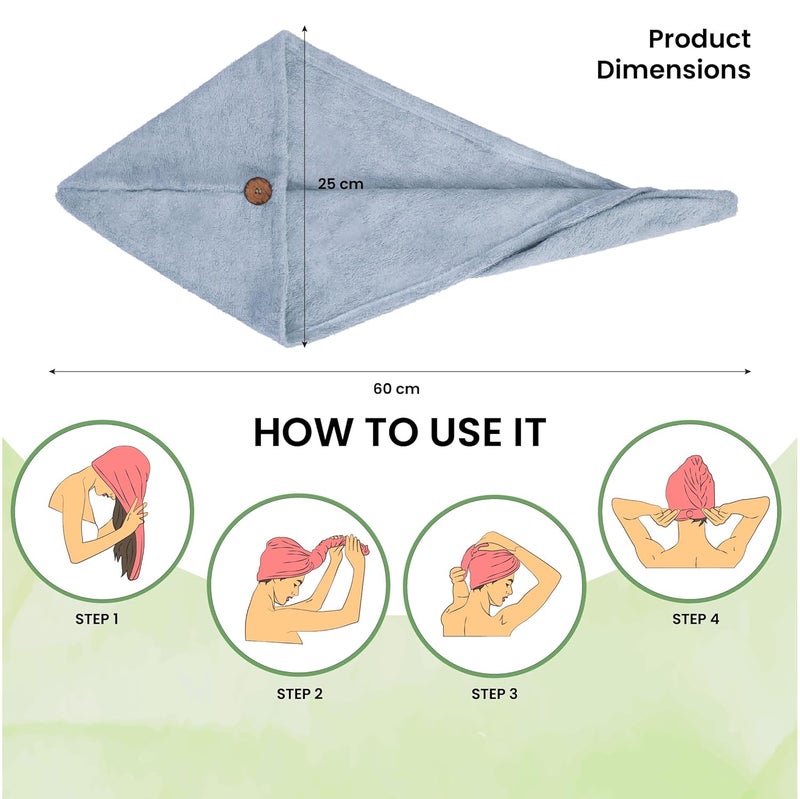 Mush Bamboo Hair Towel  Ultra Soft Absorbent  Anti Microbial Hair Wrap  Quick Drying 500 GSM Bamboo Towel for Hair - Image 3