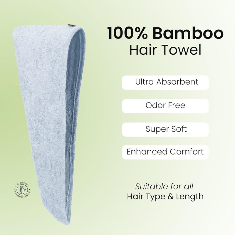 Mush Bamboo Hair Towel  Ultra Soft Absorbent  Anti Microbial Hair Wrap  Quick Drying 500 GSM Bamboo Towel for Hair - Image 2