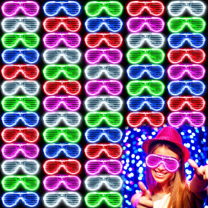 Laxdacee 100 Pack Glow in The Dark Glasses Bulk for Kid Adult 5 Color LED Light Up Glasses with 3 Flashing Modes Neon Glowing Party Favor Supplies for New Years Eve Birthday Wedding Halloween Goody Bag stuff - Image 2
