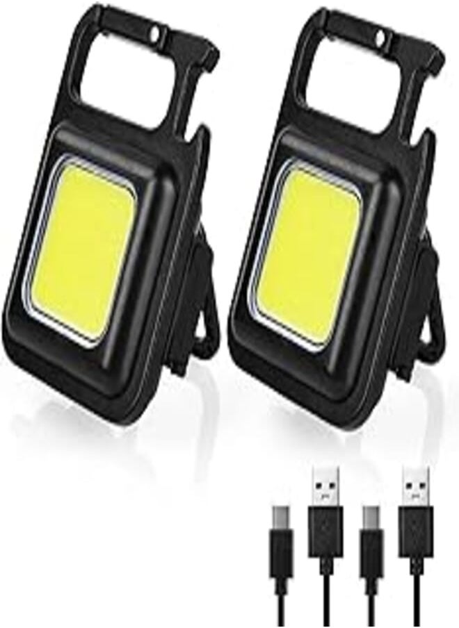 URAQT URAQT LED Keychain Flashlight, 800 Lumens COB Rechargeable Keychain Mini Handheld Torch, 4 Light Modes Portable Pocket Light with Folding Bracket Bottle Opener Magnet Base for Outdoor Daily Use 