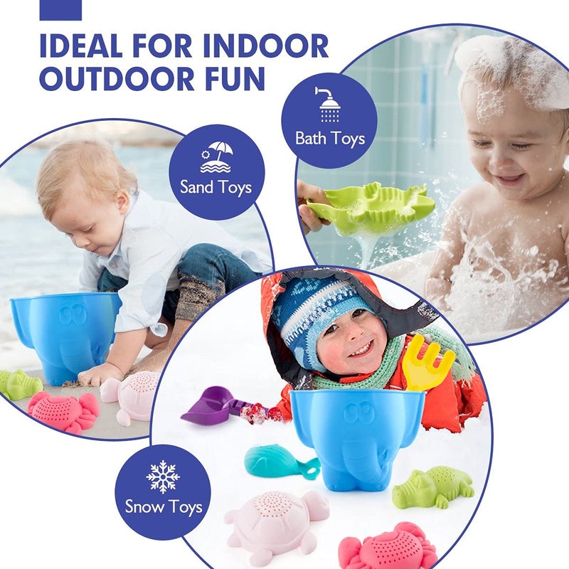 hahaland Beach Toys for Toddlers 1-3 - Sand Toys for Toddlers 1-3, Baby Bucket Rake Shovel Set, Bath Water Outdoor Toy for Boys Girls, Sandbox Toy for 1 Year Old Toddler Toys Age 1-2 - Image 4