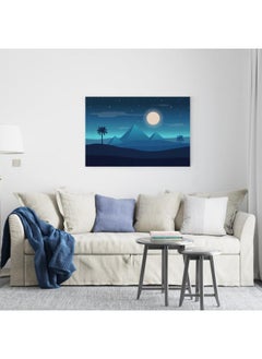 Home Gallery Pyramids and palm tress with full moon Printed Canvas wall art  - Image 2