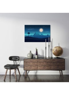 Home Gallery Pyramids and palm tress with full moon Printed Canvas wall art  - Image 3