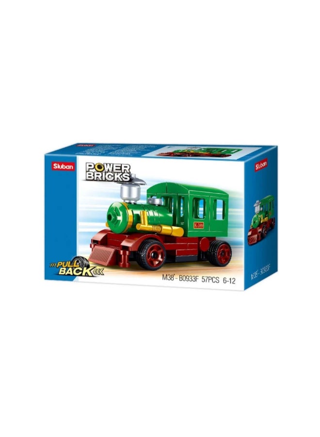 57-Piece Power Bricks Pull Back Train Cart Toy Multicolour 14 x 4.5 x 9.4 cm 137663