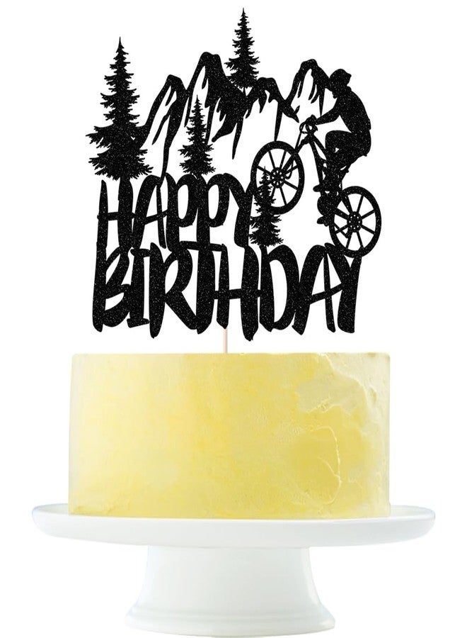 Yetxel Black Flash Mountain Biking bike Cake Topper Birthday Party Cake Decoration, Sports Themed Cake Topper - Image 1