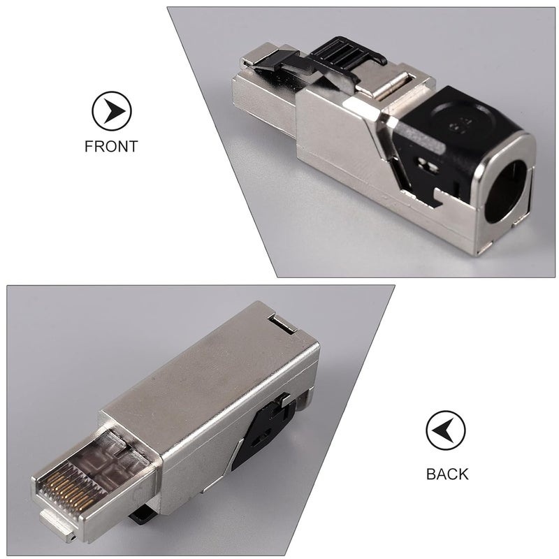موصل RJ45 محمي عابر للوحدة من النوع Cat6a/7/8 لكابلات شبكة إيثرنت بسرعة 10 جيجابت في الثانية، مع تجعيد بدون أدوات لكابلات التوصيل الداخلية - Image 3