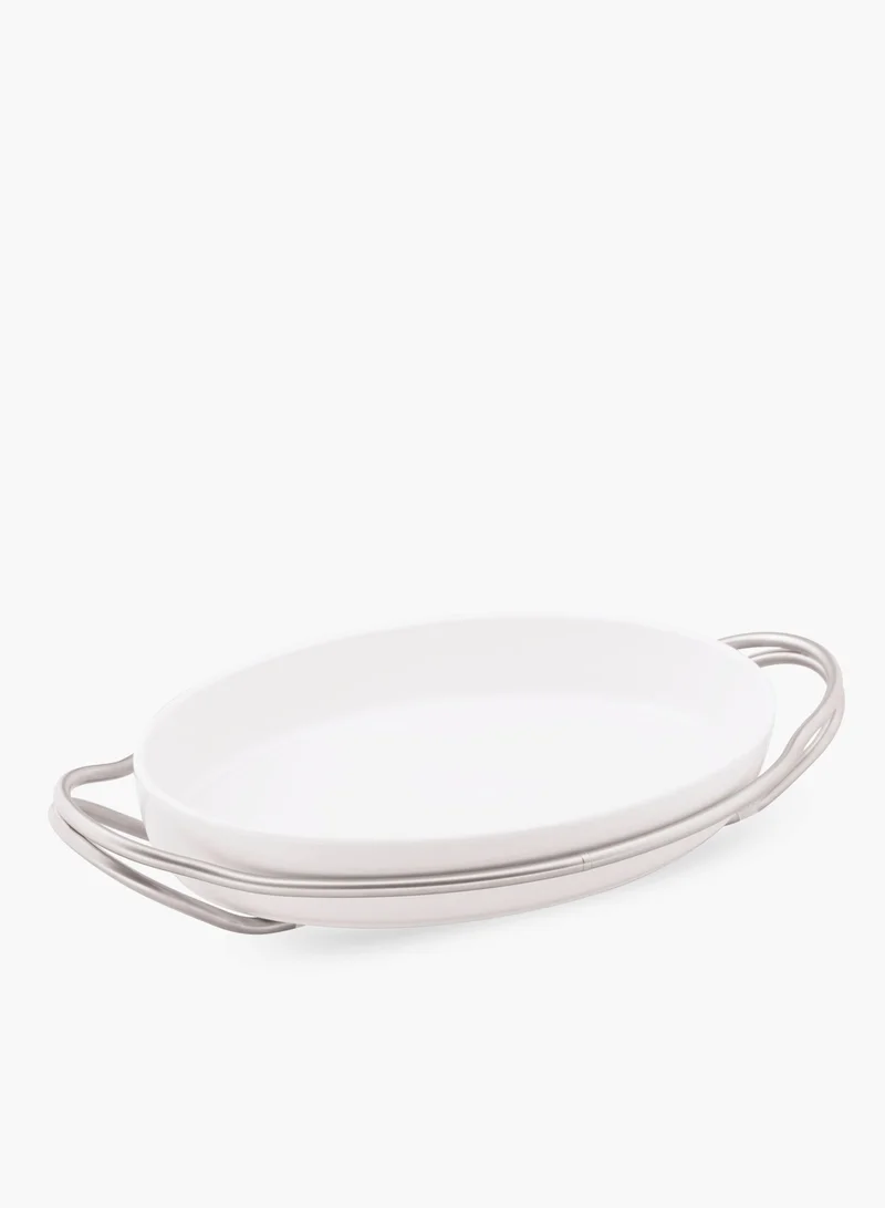 Sambonet New Living Serving Dish Porcelain Oval Satin 44x27cm