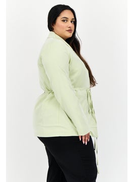Heartbreak Women Plus Size Plain Blazer, Sage Green  - Image 2