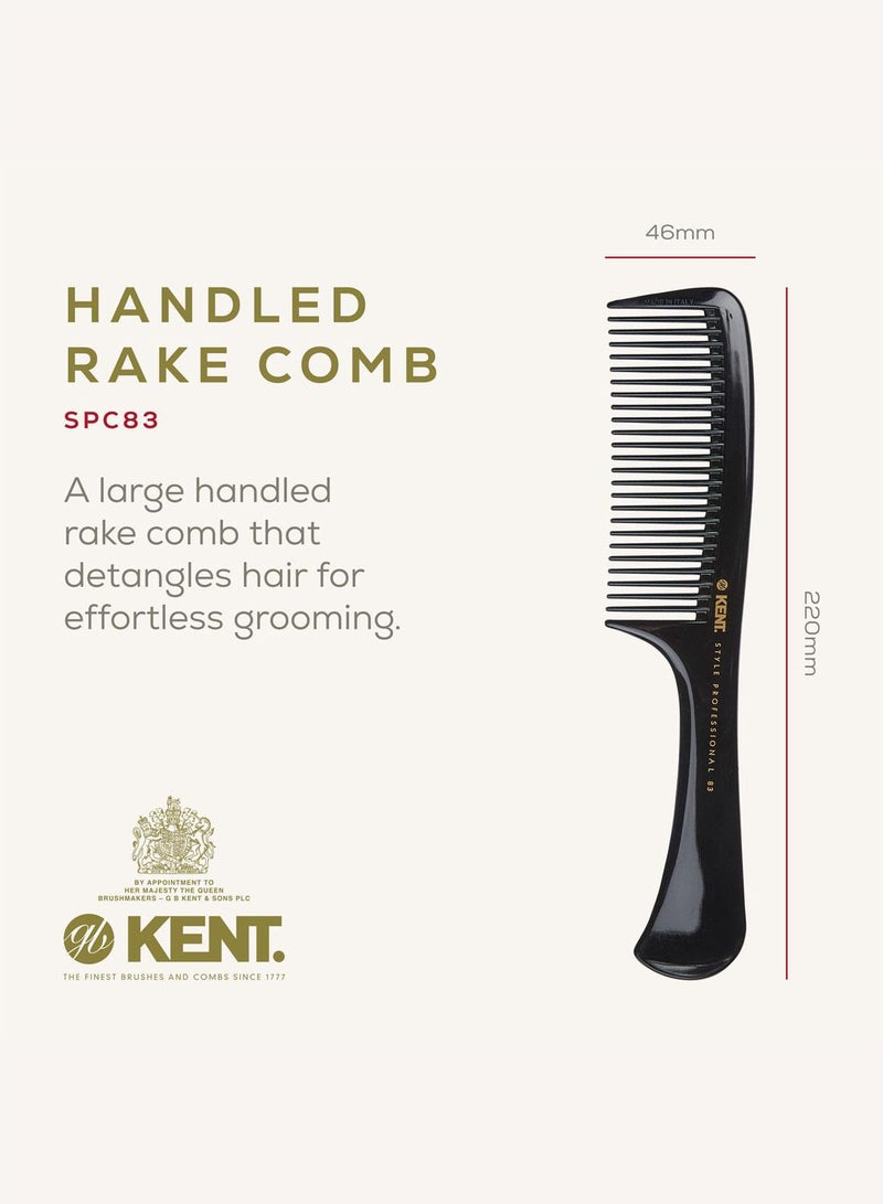 KENT SPC83 Large Handled Rake Comb - Anti-Static Hard Rubber Comb for Detangling Wet and Dry Hair - Wide Tooth Comb for All Hair Types - Image 2