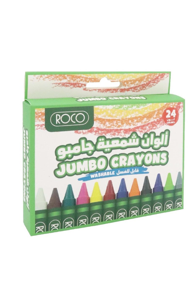 روكو أقلام شمع جامبو ألوان متنوعة ٢٤ لونًا - Image 1