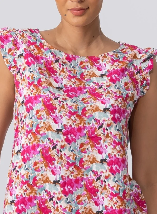 هايليز Floral Print Cap Sleeve Blouse - Summer Casual Lightweight Top