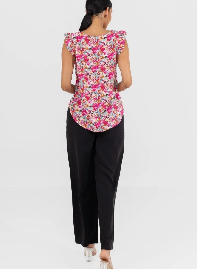 هايليز Floral Print Cap Sleeve Blouse - Summer Casual Lightweight Top