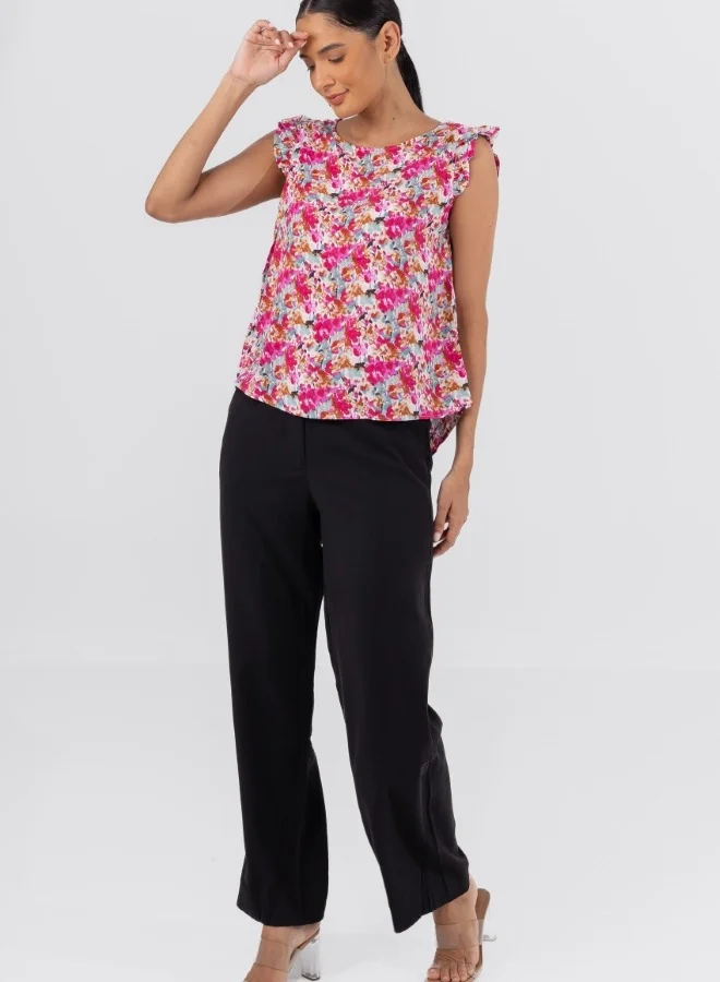 هايليز Floral Print Cap Sleeve Blouse - Summer Casual Lightweight Top