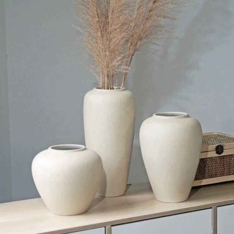 Y&D Nordic White Ceramic Vase Large Flower Vases for Living Room Decor - Modern Pottery Porcelain Vase Home Decoration Centerpiece - Image 2
