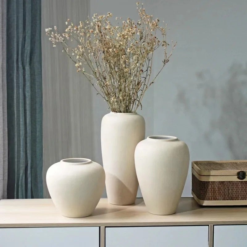 Y&D Nordic White Ceramic Vase Large Flower Vases for Living Room Decor - Modern Pottery Porcelain Vase Home Decoration Centerpiece - Image 3