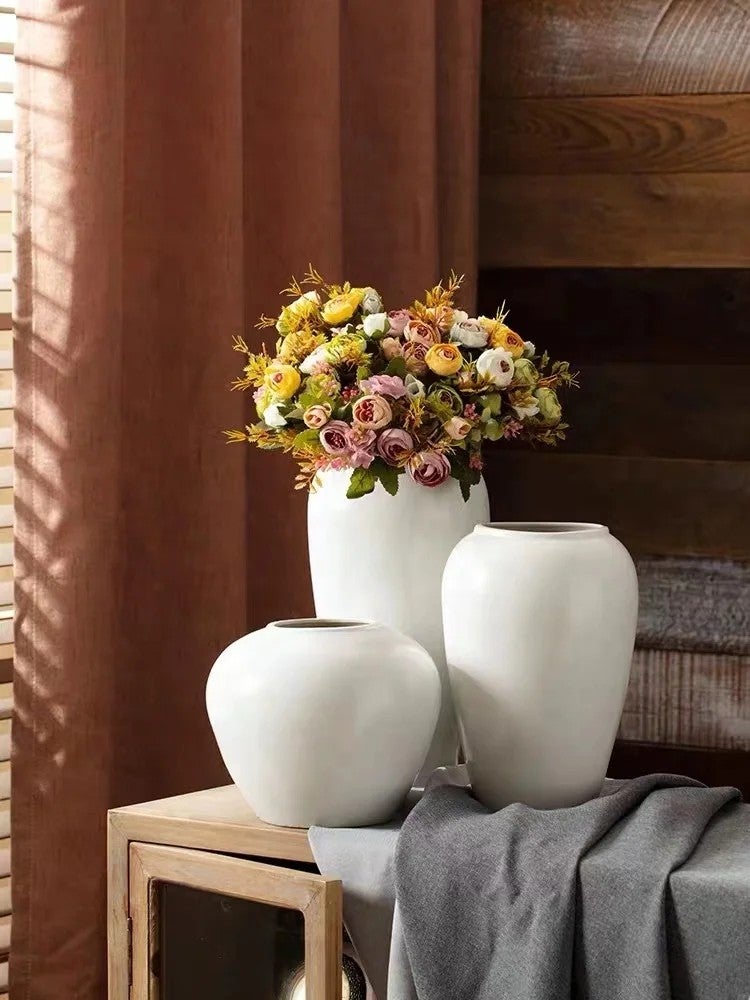 Y&D Nordic White Ceramic Vase Large Flower Vases for Living Room Decor - Modern Pottery Porcelain Vase Home Decoration Centerpiece - Image 5