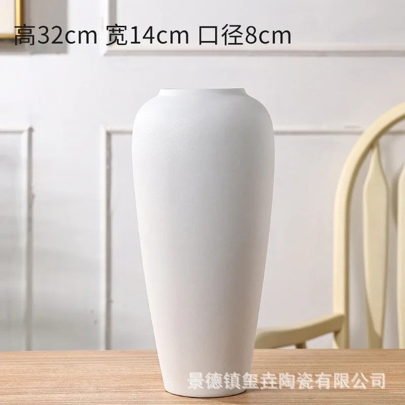 Y&D Nordic White Ceramic Vase Large Flower Vases for Living Room Decor - Modern Pottery Porcelain Vase Home Decoration Centerpiece - Image 1