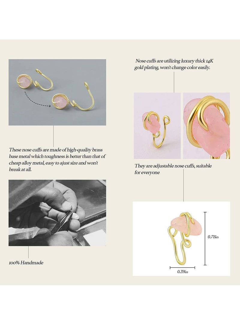 SYOSI خواتم أنف غير مثقوبة 12 قطعة للنساء حلقة أنف مغناطيسية مطلية بالذهب عيار 14 مجموعات خواتم أنف مع عين شريرة كريستال لؤلؤ خواتم أنف مزيفة للنساء والفتيات - Image 2