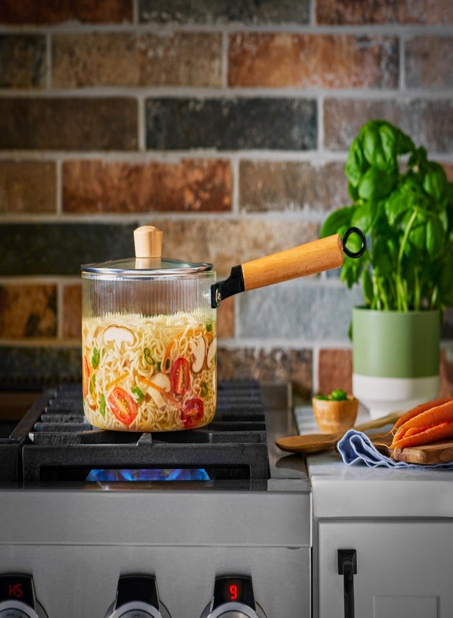 Le'raze Glass Cooking Pot with Lid - 2L(68oz) Heat Resistant Tempered Borosilicate Glass Cookware Stovetop Pot Set - Saucepan Simmer Pot with Cover Safe for Soup, Milk, and Baby Food. - Image 3