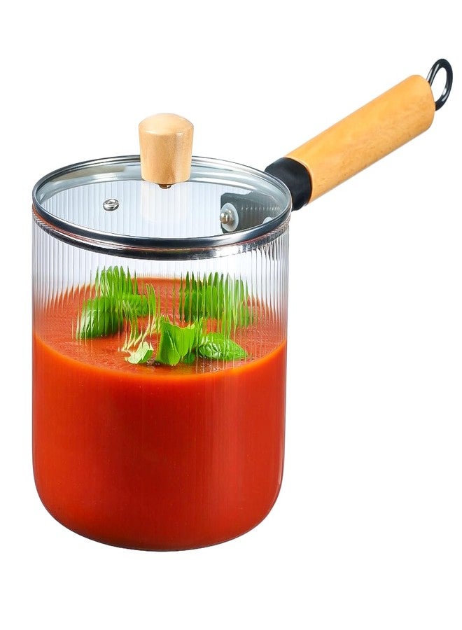 Le'raze Glass Cooking Pot with Lid - 2L(68oz) Heat Resistant Tempered Borosilicate Glass Cookware Stovetop Pot Set - Saucepan Simmer Pot with Cover Safe for Soup, Milk, and Baby Food. - Image 1