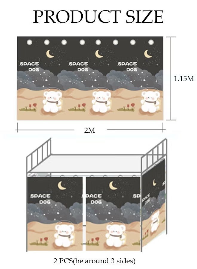 Hoasis Bottom Bunk Bed Curtains Privacy Curtains Breathable Dustproof Single Bed Blackout Curtains Privacy Cloth Panels Underbed Loft Bed Canopy Tent Curtain Shading Drapes for Dorm Home College 2 Panels - Image 2