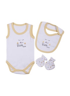 Babies Basic 7 Piece Unisex 100% Cotton Gift Set Include Bib, Pyjama, Mitten, Cap, Romper, Top And Bottom Set  - Image 3