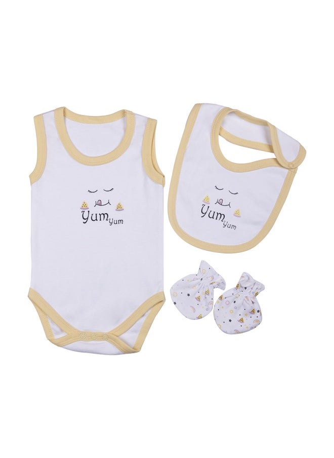 Babies Basic 7 Piece Unisex 100% Cotton Gift Set Include Bib, Pyjama, Mitten, Cap, Romper, Top And Bottom Set  - Image 3